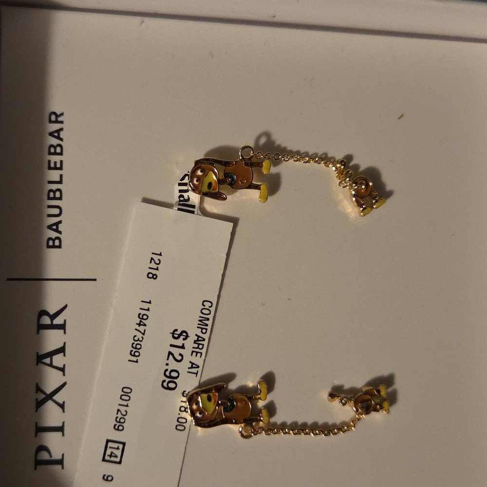 BaubleBar Pixar Earrings - Gold and Tan